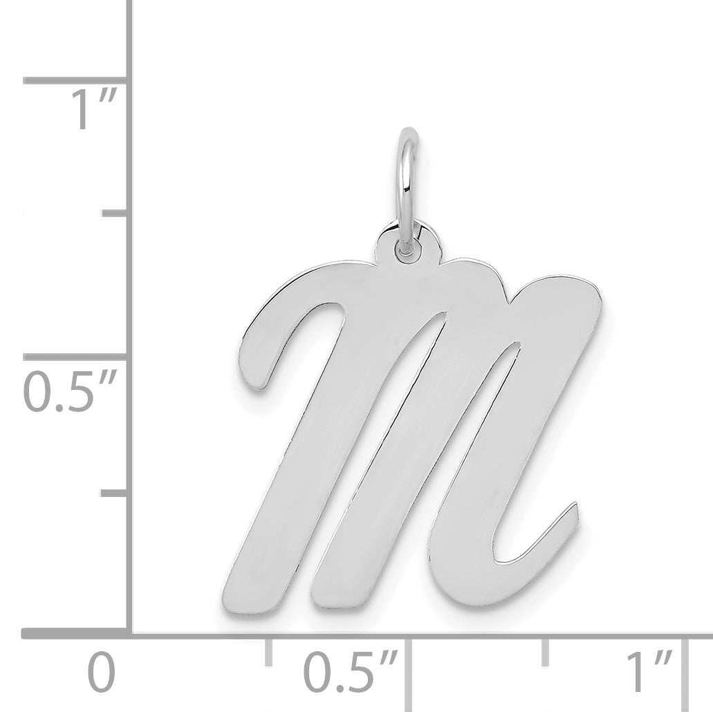 14k White Gold 14k White Gold Large Script Letter M Initial Charm