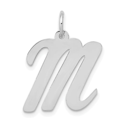 14k White Gold 14k White Gold Large Script Letter M Initial Charm