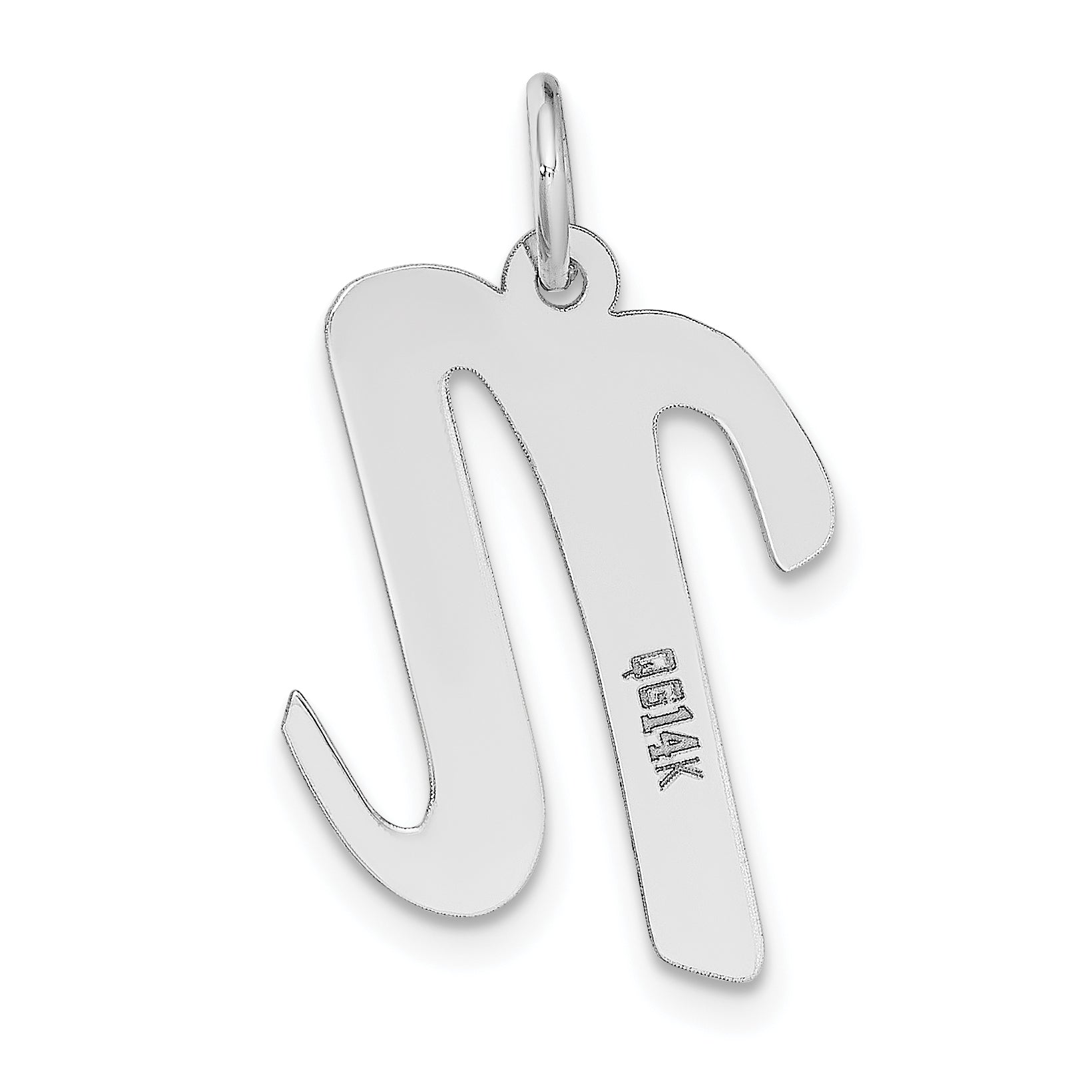 14k White Gold 14k White Gold Large Script Letter N Initial Charm