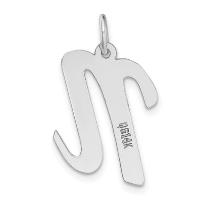 14k White Gold 14k White Gold Large Script Letter N Initial Charm