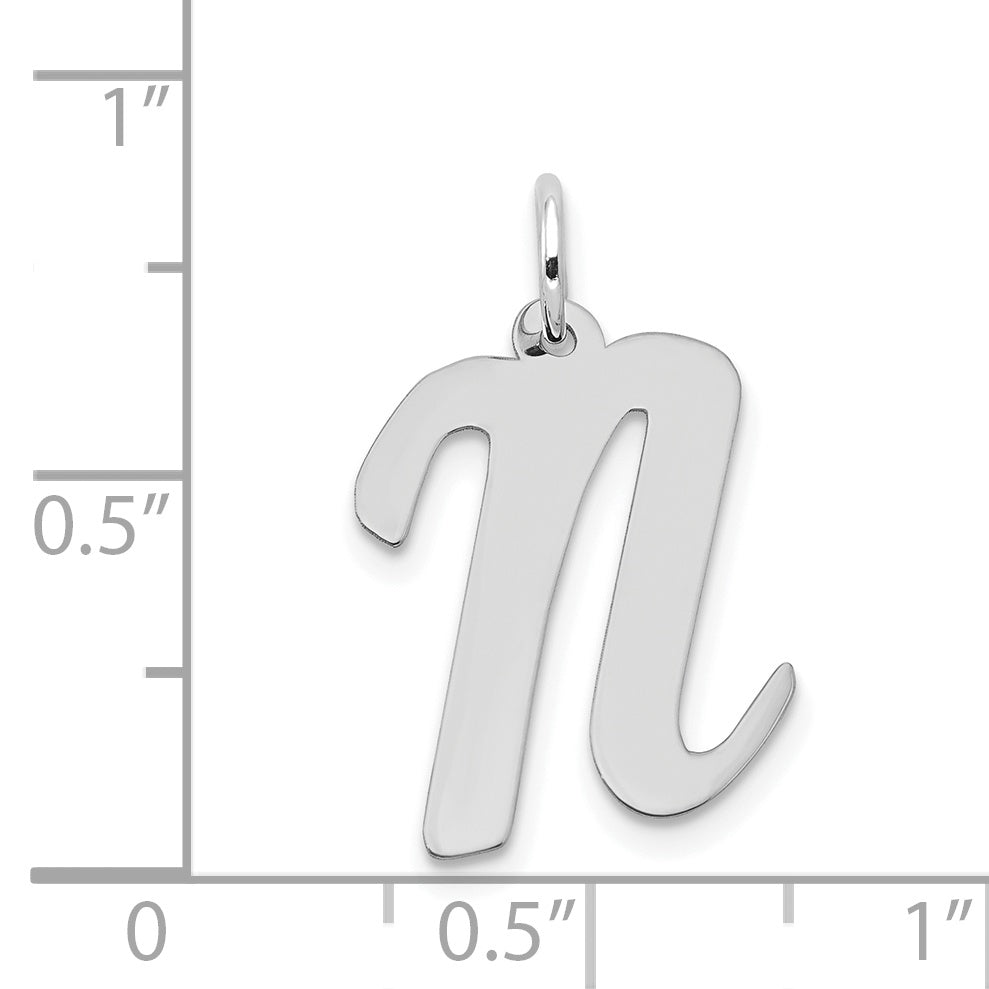 14k White Gold 14k White Gold Large Script Letter N Initial Charm
