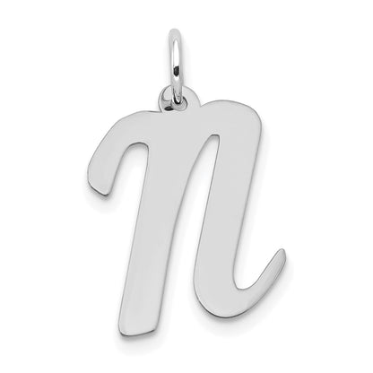 14k White Gold 14k White Gold Large Script Letter N Initial Charm