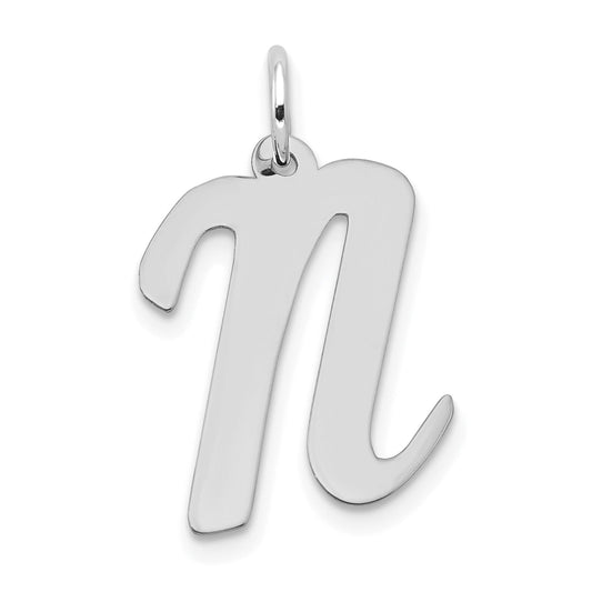 14k White Gold 14k White Gold Large Script Letter N Initial Charm