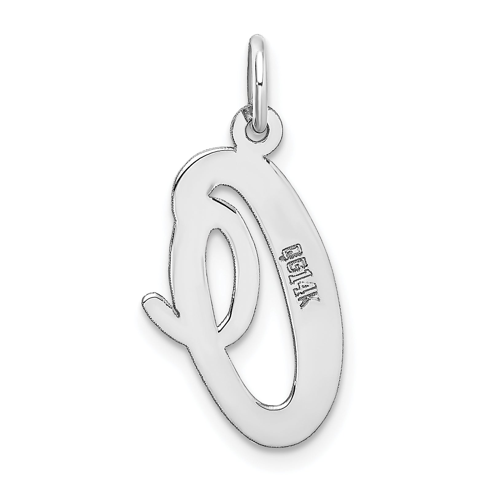 14k White Gold 14k White Gold Large Script Letter O Initial Charm