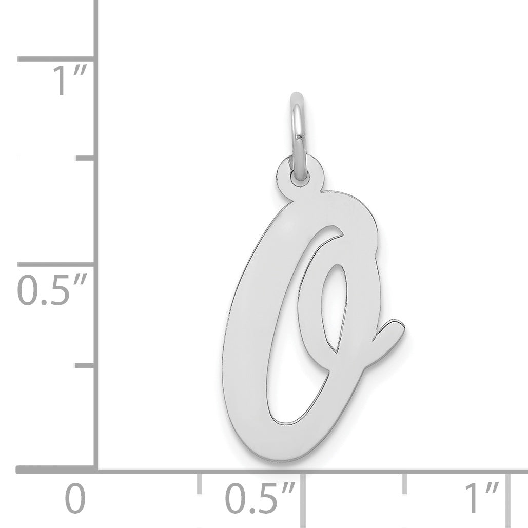 14k White Gold 14k White Gold Large Script Letter O Initial Charm