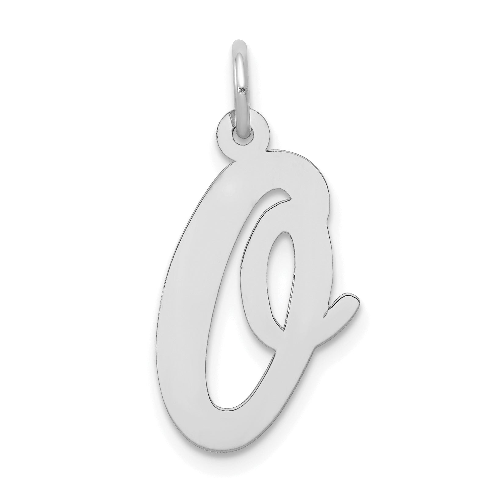 14k White Gold 14k White Gold Large Script Letter O Initial Charm