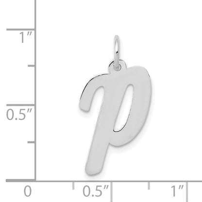 14k White Gold 14k White Gold Large Script Letter P Initial Charm