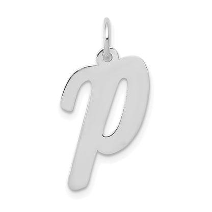 14k White Gold 14k White Gold Large Script Letter P Initial Charm