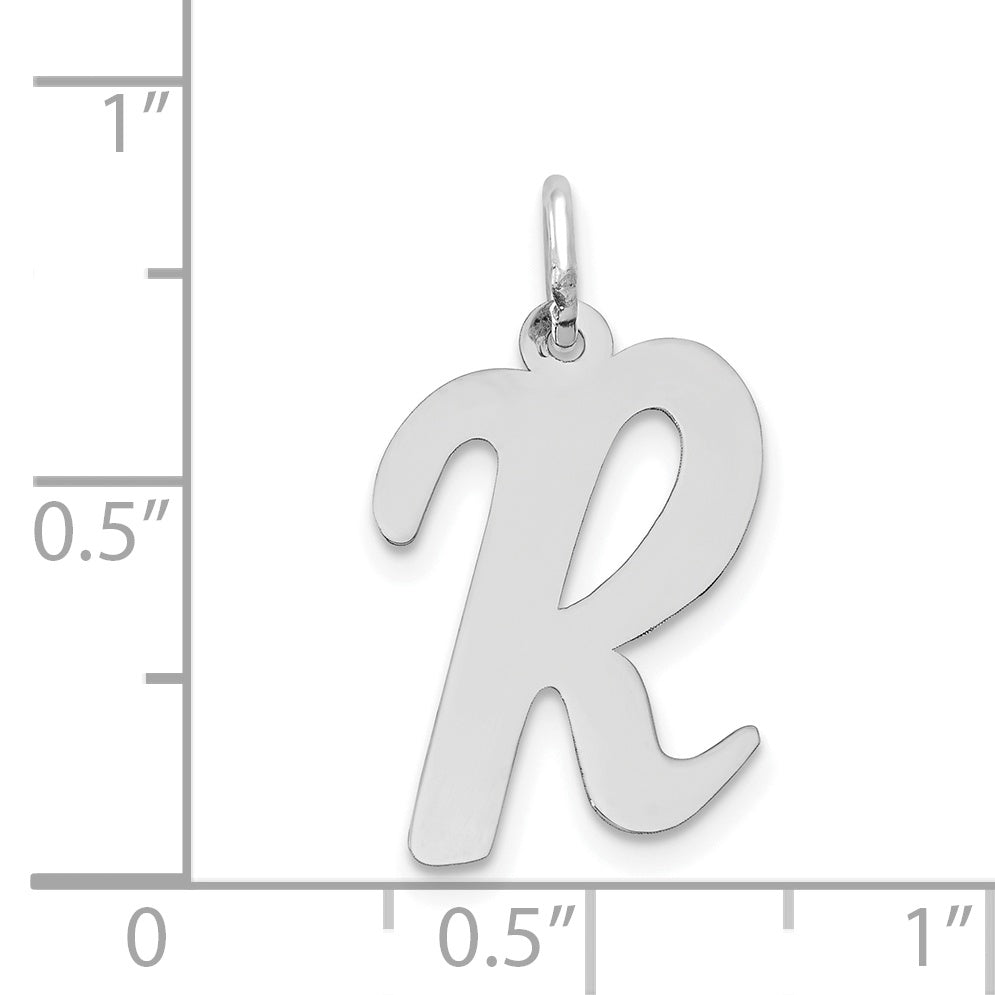 14K White Gold Large Script Letter R Initial Charm