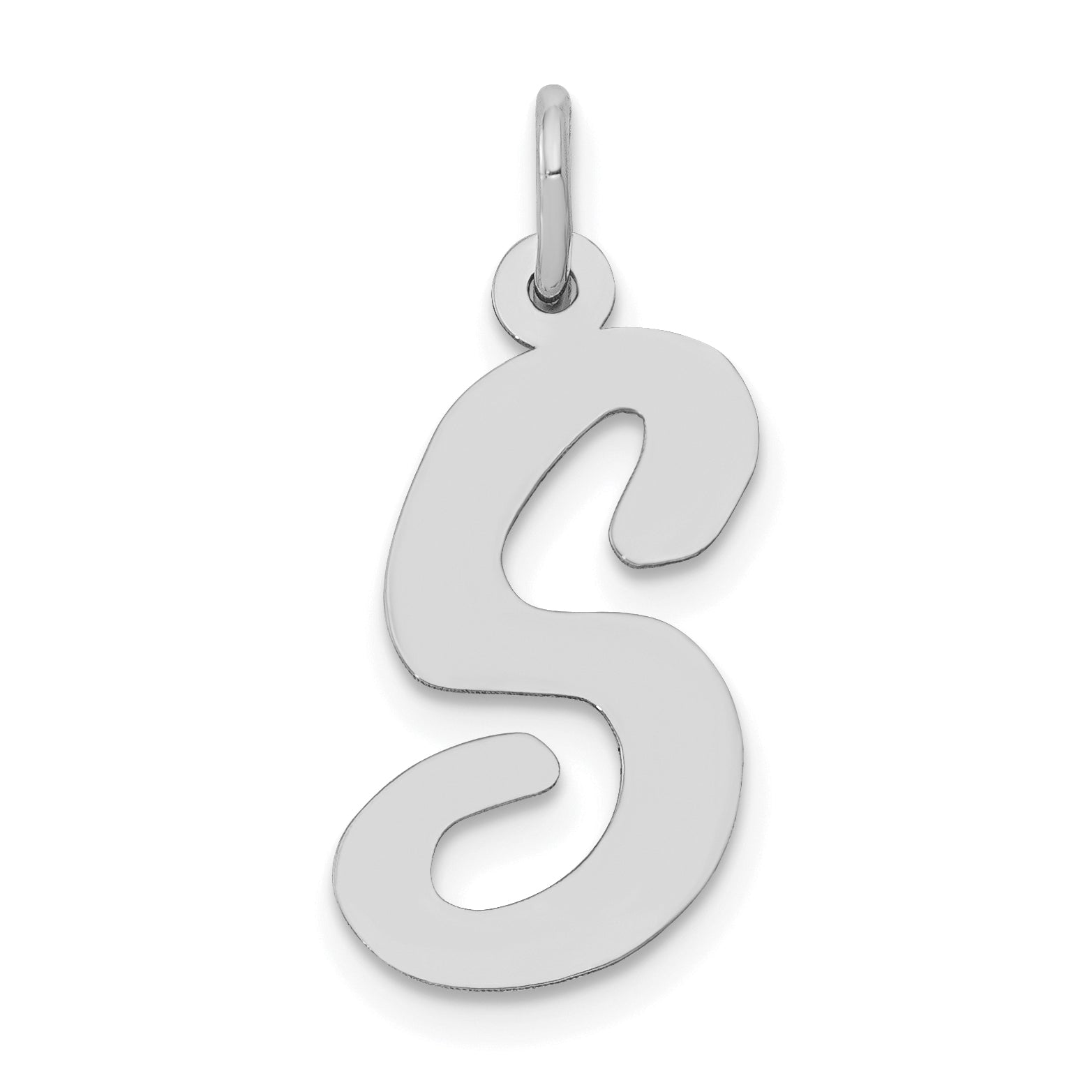 14k White Gold 14k White Gold Large Script Letter S Initial Charm