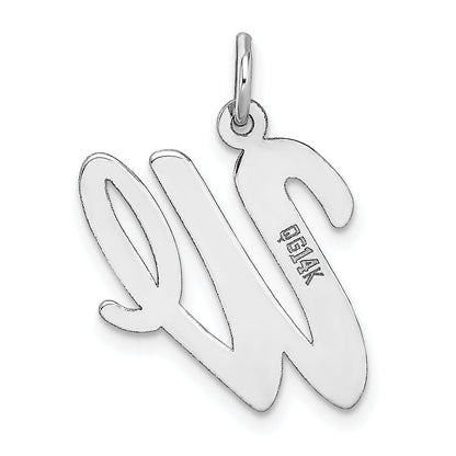 14k White Gold 14k White Gold Large Script Letter W Initial Charm