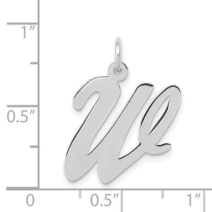 14k White Gold 14k White Gold Large Script Letter W Initial Charm
