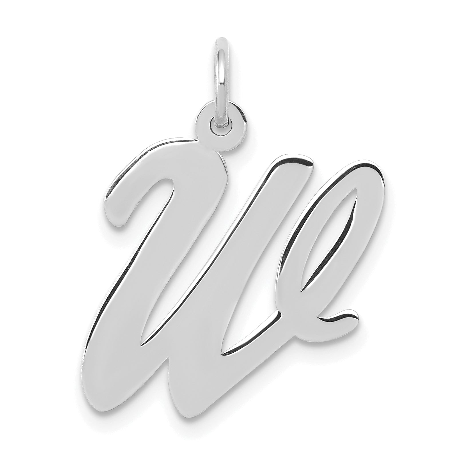 14k White Gold 14k White Gold Large Script Letter W Initial Charm