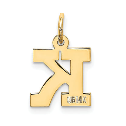 14k Yellow Gold 14k Small Block Letter K Initial Charm