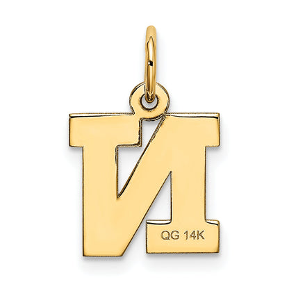 14k Yellow Gold 14k Small Block Letter N Initial Charm