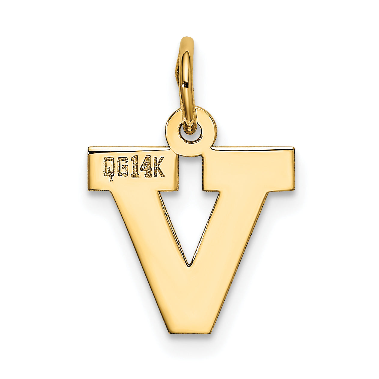 14k Yellow Gold 14k Small Block Letter V Initial Charm