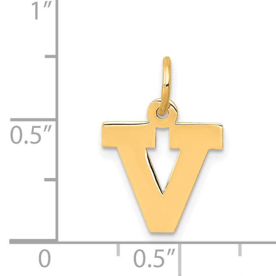14k Yellow Gold 14k Small Block Letter V Initial Charm