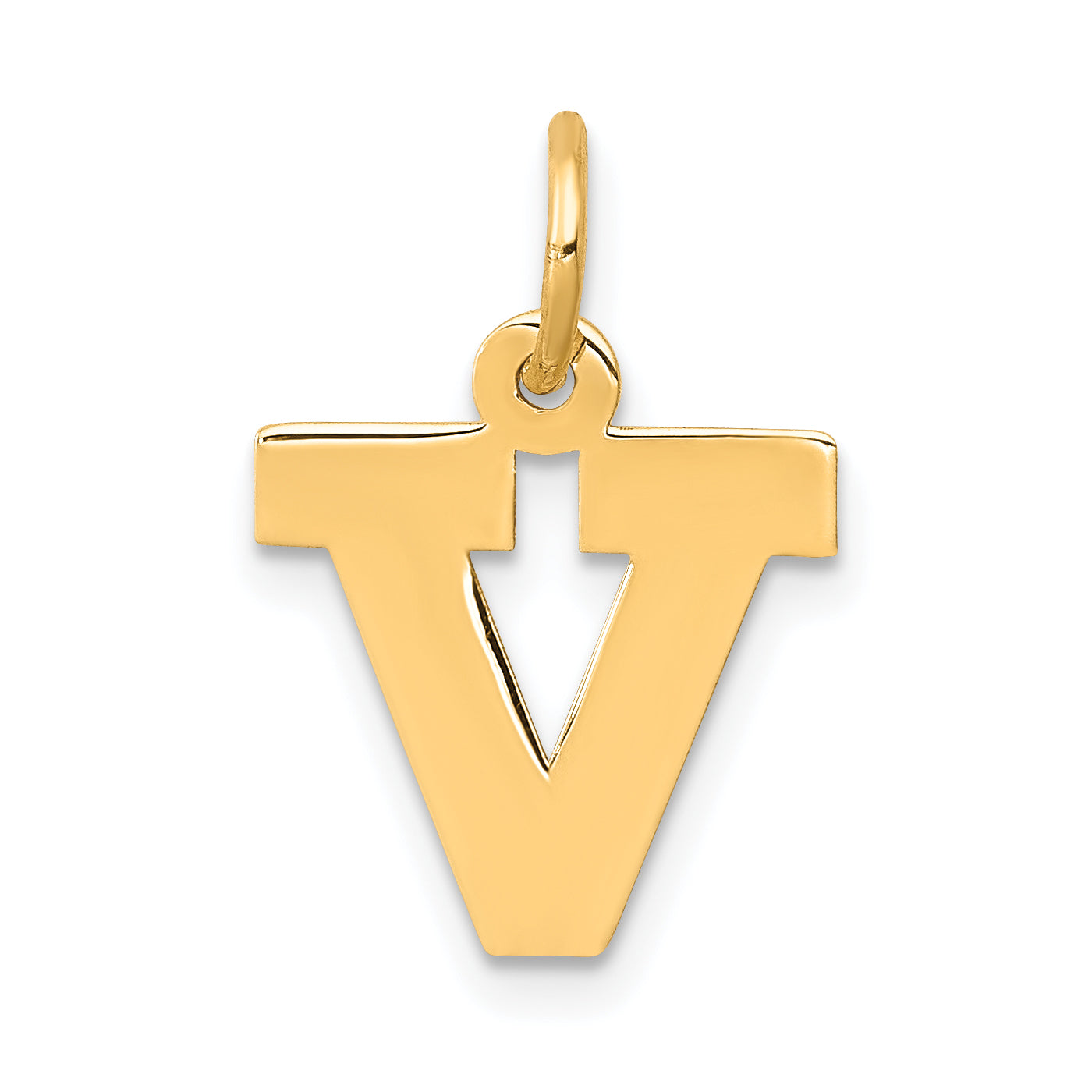 14k Yellow Gold 14k Small Block Letter V Initial Charm
