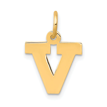 14k Yellow Gold 14k Small Block Letter V Initial Charm