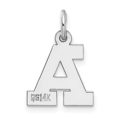 14k White Gold 14KW Small Block Letter A Initial Charm