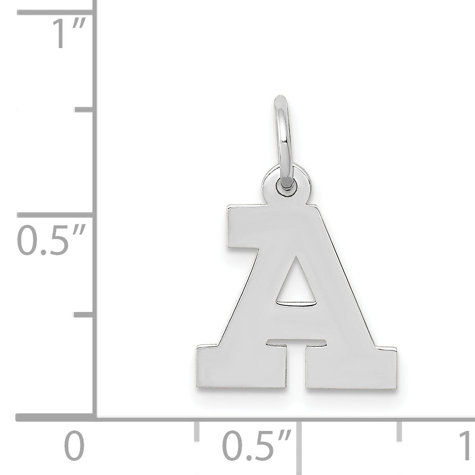 14k White Gold 14KW Small Block Letter A Initial Charm