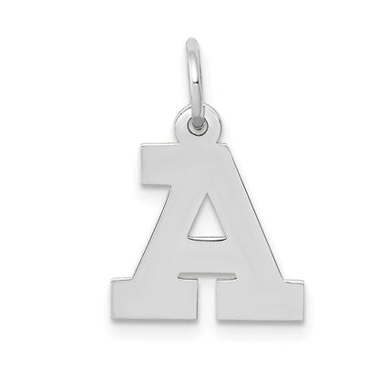 14k White Gold 14KW Small Block Letter A Initial Charm