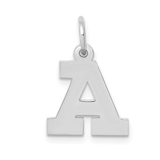 14k White Gold 14KW Small Block Letter A Initial Charm