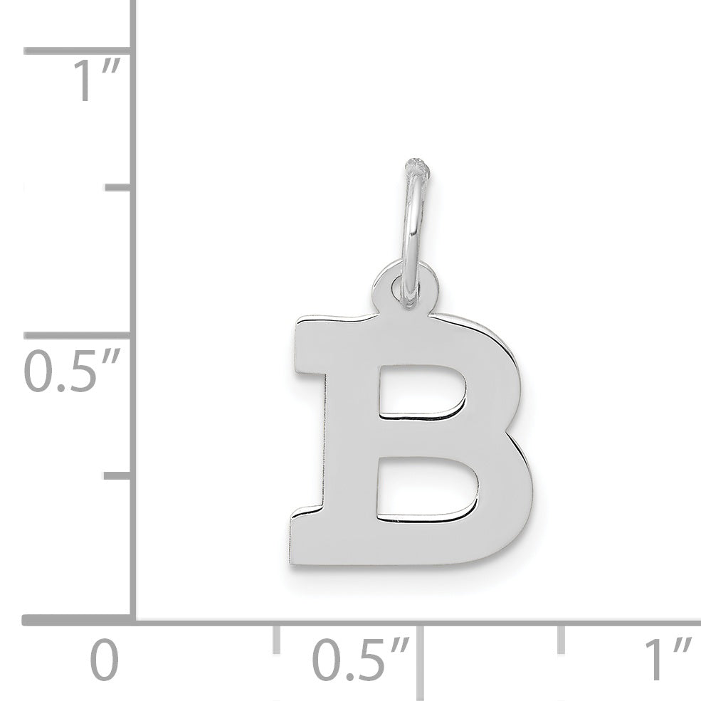 14k White Gold 14KW Small Block Letter B Initial Charm