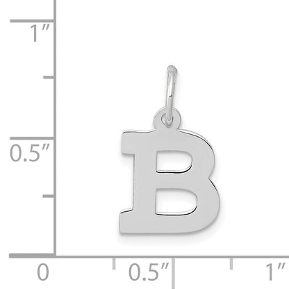 14k White Gold 14KW Small Block Letter B Initial Charm