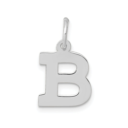 14k White Gold 14KW Small Block Letter B Initial Charm