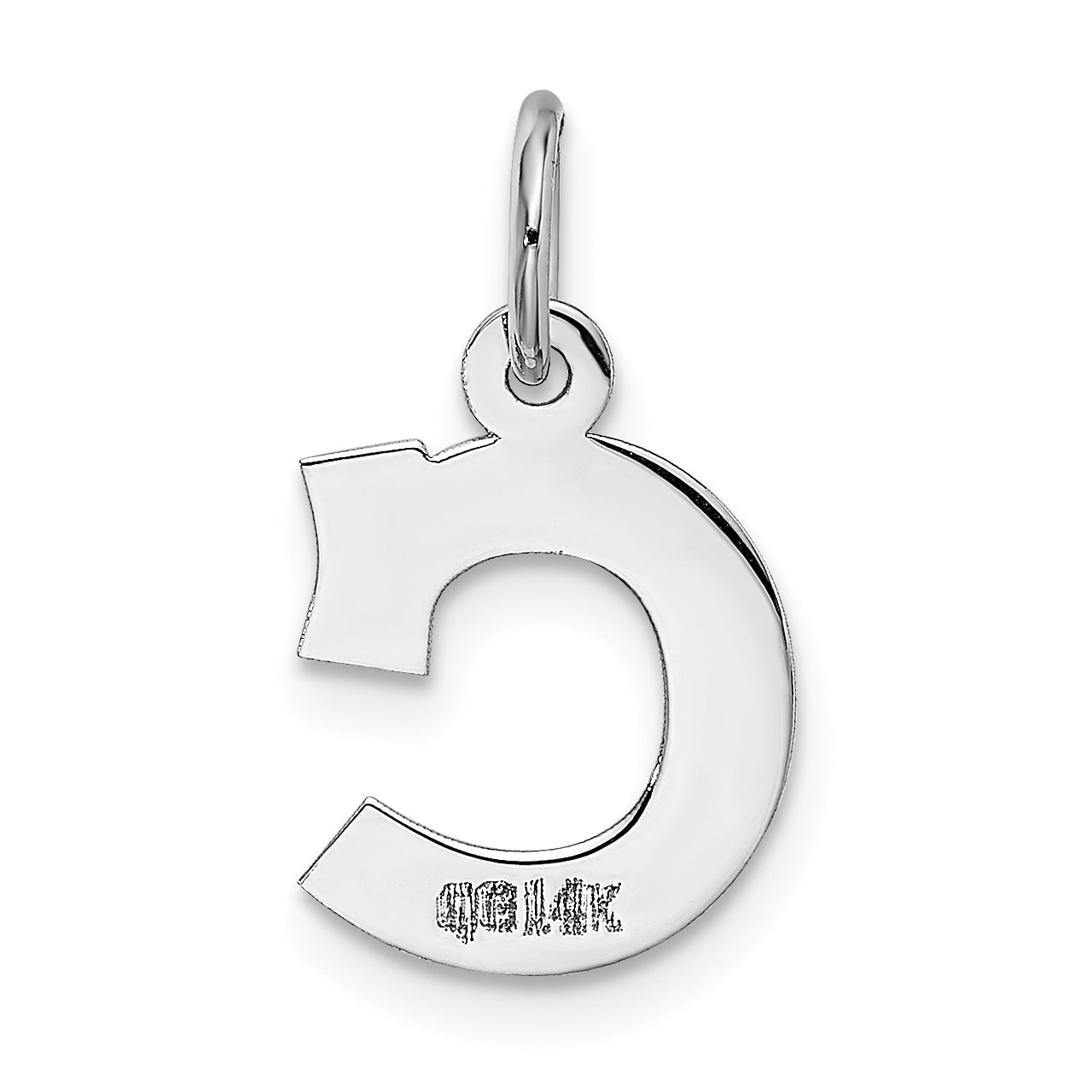 14k White Gold 14KW Small Block Letter C Initial Charm