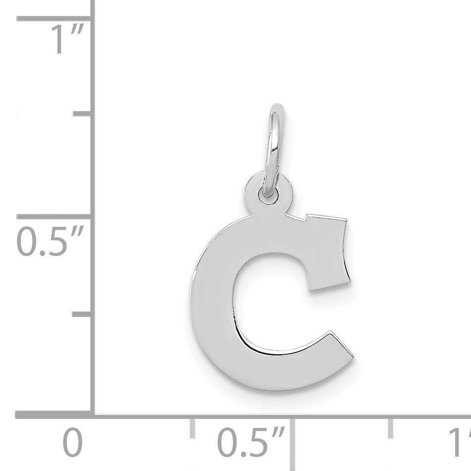 14k White Gold 14KW Small Block Letter C Initial Charm