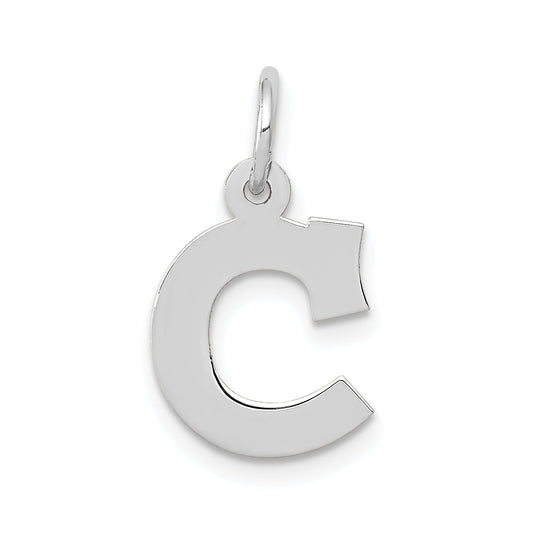 14k White Gold 14KW Small Block Letter C Initial Charm