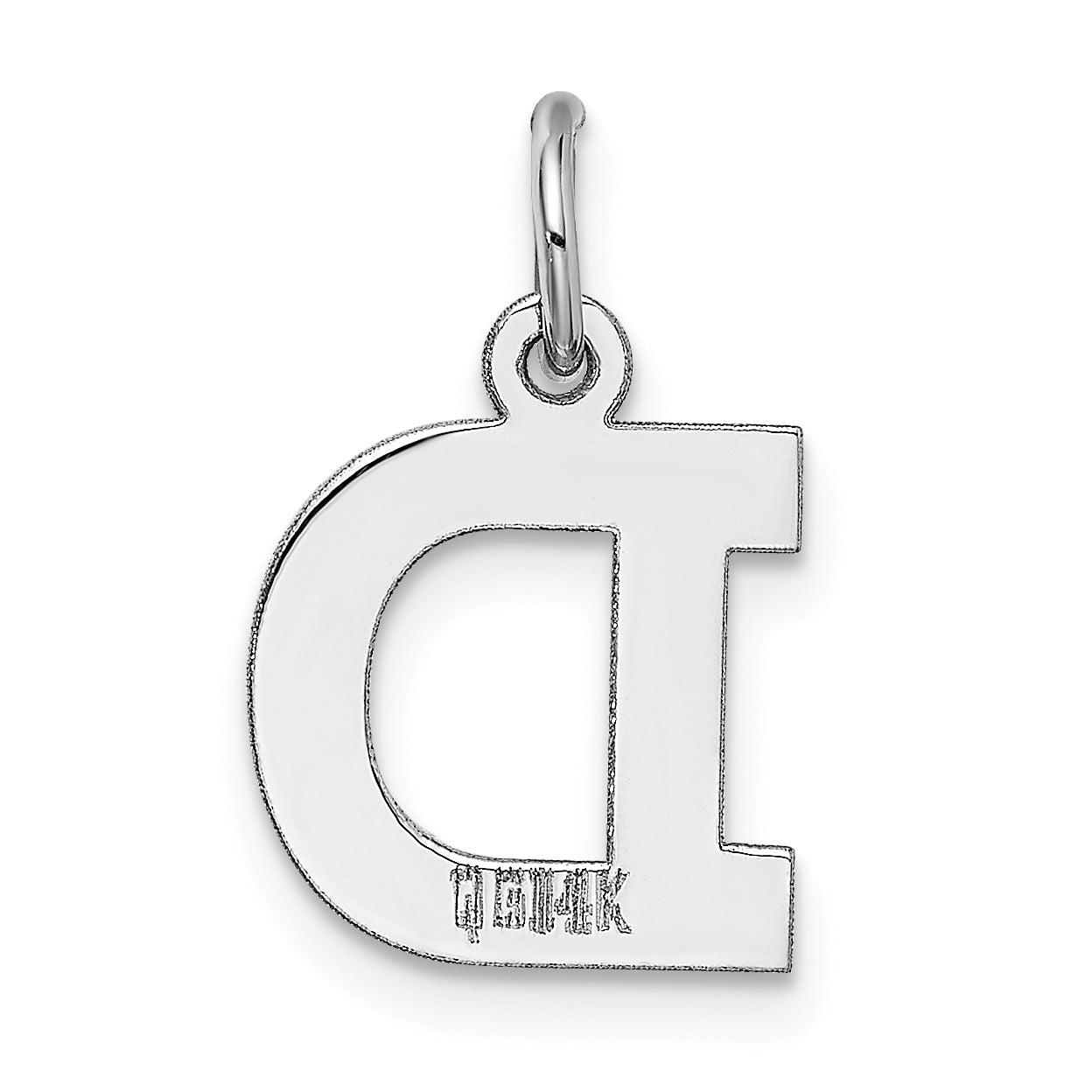 14k White Gold 14KW Small Block Letter D Initial Charm