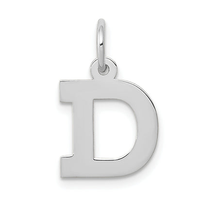14k White Gold 14KW Small Block Letter D Initial Charm