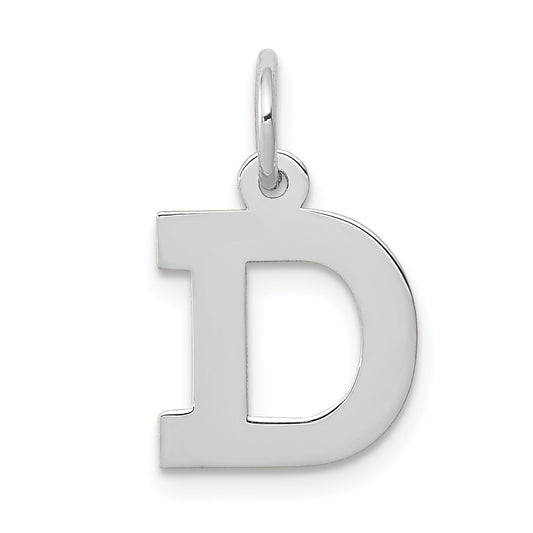 14k White Gold 14KW Small Block Letter D Initial Charm