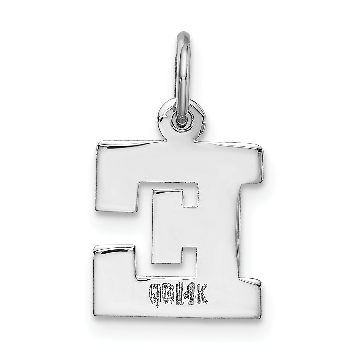 14k White Gold 14KW Small Block Letter E Initial Charm