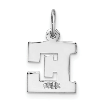 14k White Gold 14KW Small Block Letter E Initial Charm