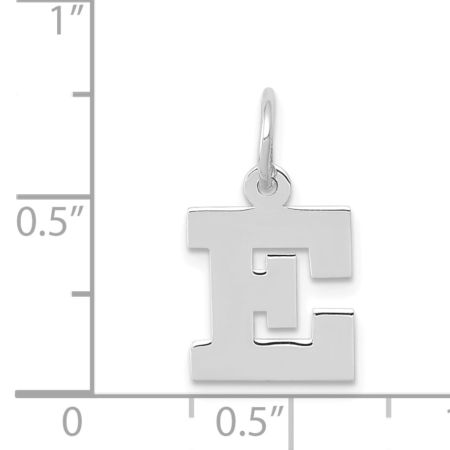 14k White Gold 14KW Small Block Letter E Initial Charm