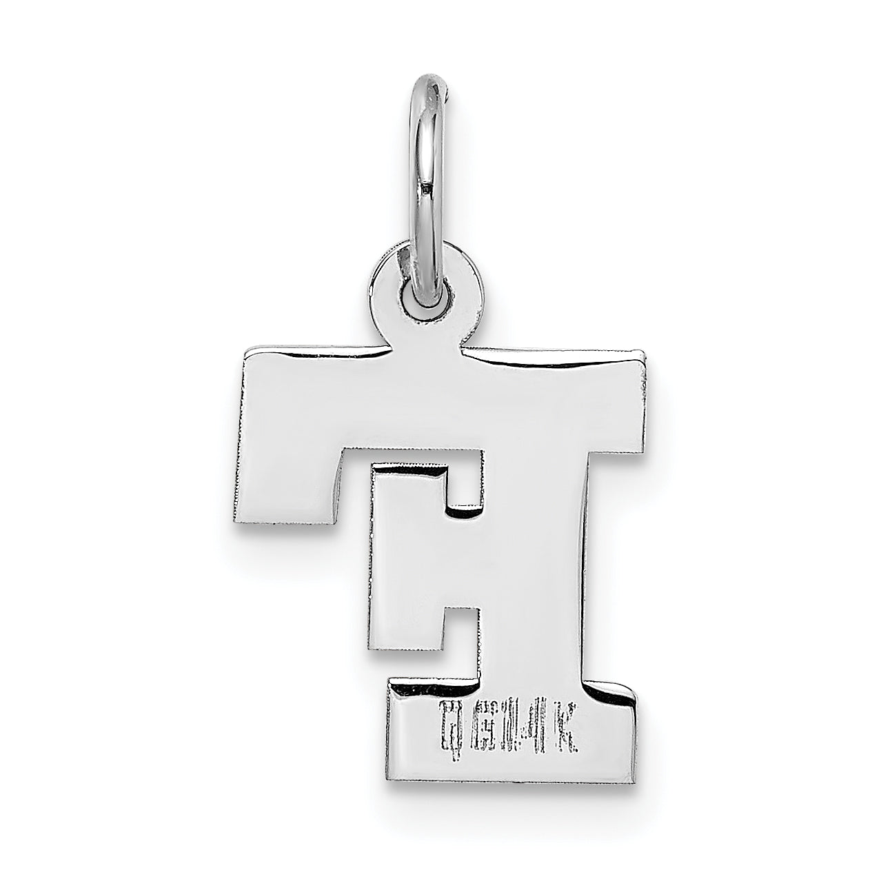 14k White Gold 14KW Small Block Letter F Initial Charm
