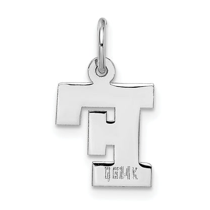 14k White Gold 14KW Small Block Letter F Initial Charm