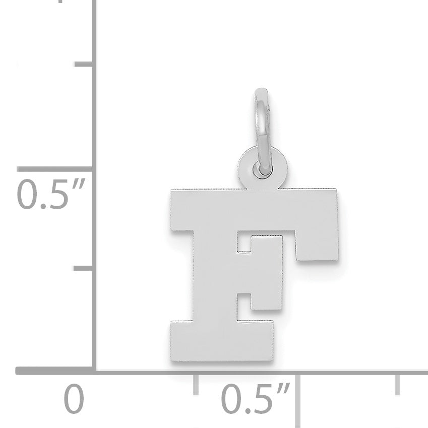 14k White Gold 14KW Small Block Letter F Initial Charm