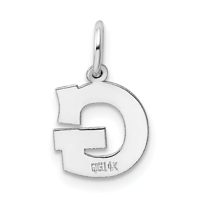 14k White Gold 14KW Small Block Letter G Initial Charm