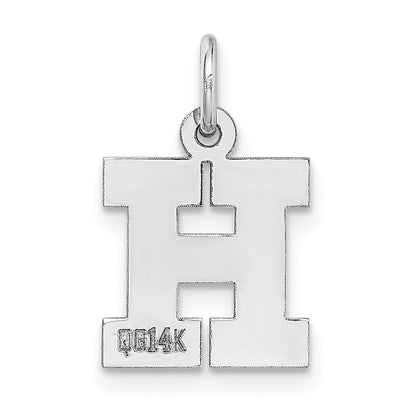 14k White Gold 14KW Small Block Letter H Initial Charm