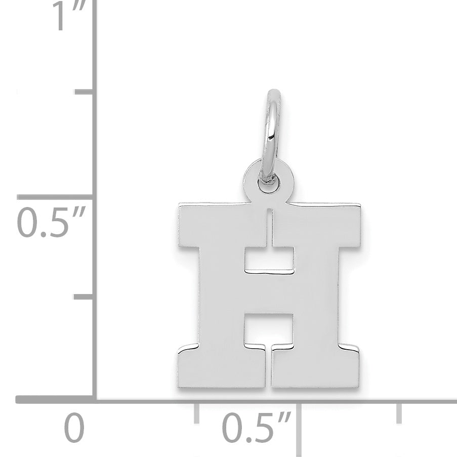 14k White Gold 14KW Small Block Letter H Initial Charm
