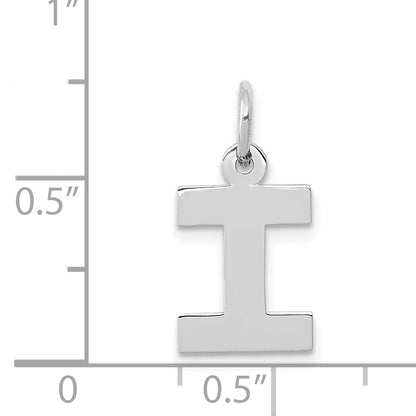 14k White Gold 14KW Small Block Letter I Initial Charm