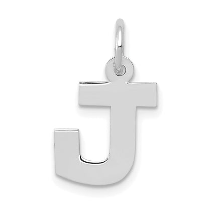 14k White Gold 14KW Small Block Letter J Initial Charm