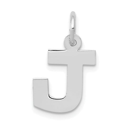 14k White Gold 14KW Small Block Letter J Initial Charm
