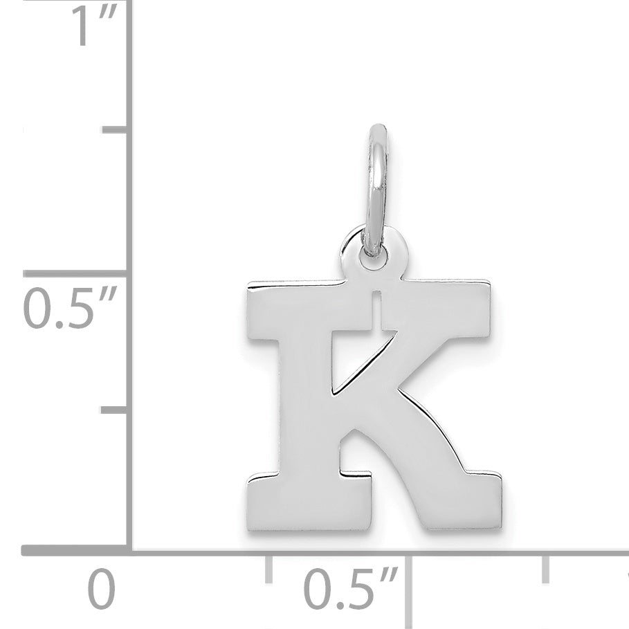 14k White Gold 14KW Small Block Letter K Initial Charm