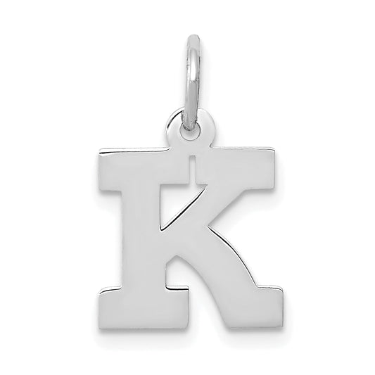14k White Gold 14KW Small Block Letter K Initial Charm